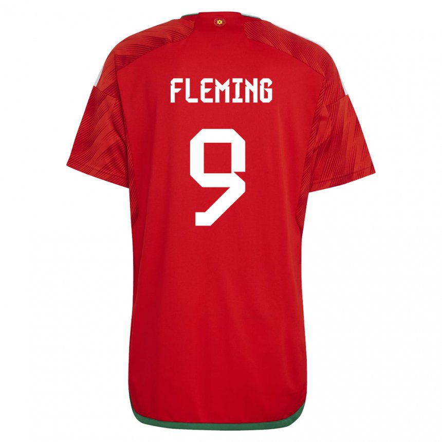 Kinder Walisische Cole Fleming #9 Rot Heimtrikot Trikot 22-24 T-shirt