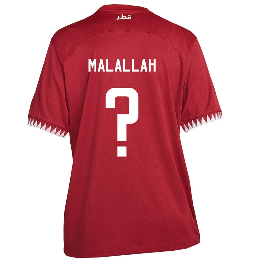 Kinder Katarische Ali Malallah #0 Kastanienbraun Heimtrikot Trikot 22-24 T-shirt