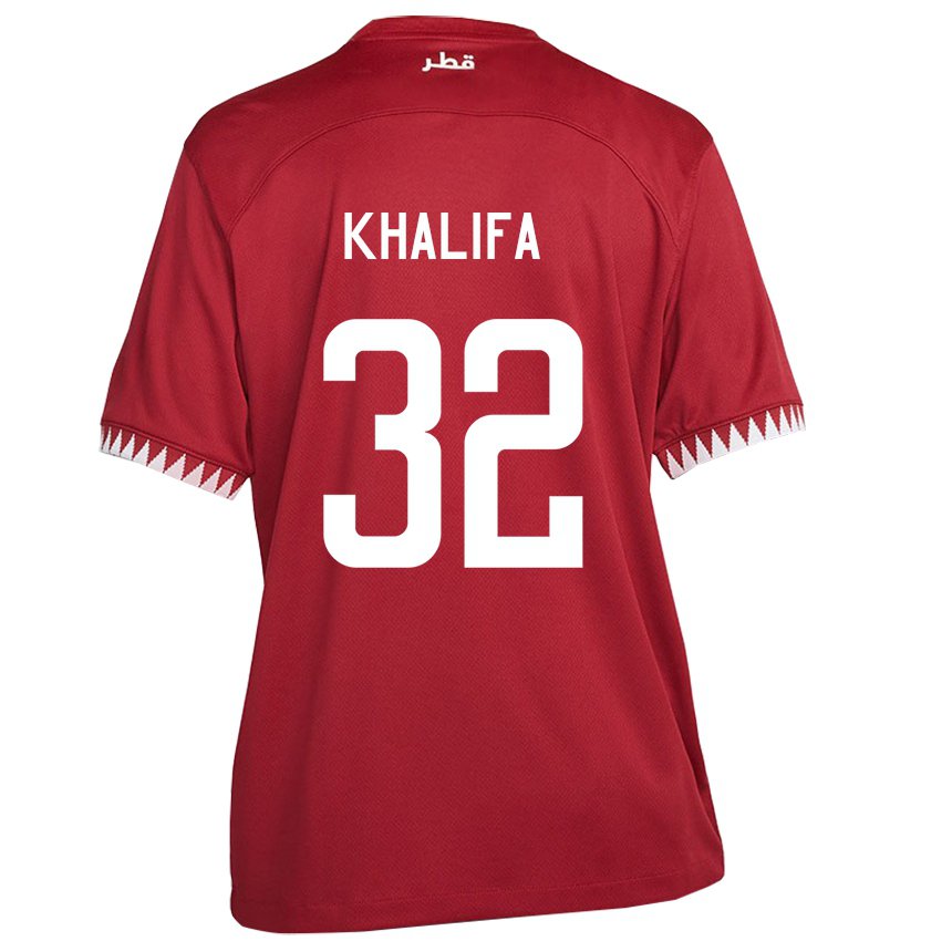 Kinder Katarische Duana Khalifa #32 Kastanienbraun Heimtrikot Trikot 22-24 T-shirt