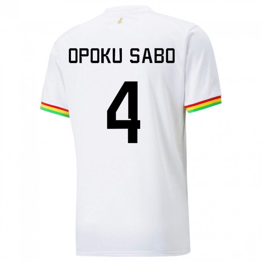 Kinder Ghanaische Alex Opoku Sabo #4 Weiß Heimtrikot Trikot 22-24 T-shirt