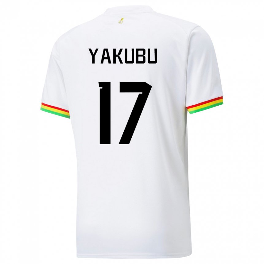 Kinder Ghanaische Mustapha Yakubu #17 Weiß Heimtrikot Trikot 22-24 T-shirt