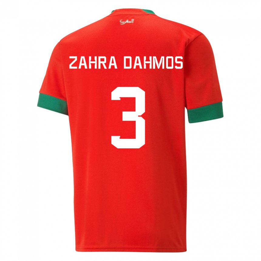 Kinder Marokkanische Fatima Zahra Dahmos #3 Rot Heimtrikot Trikot 22-24 T-shirt