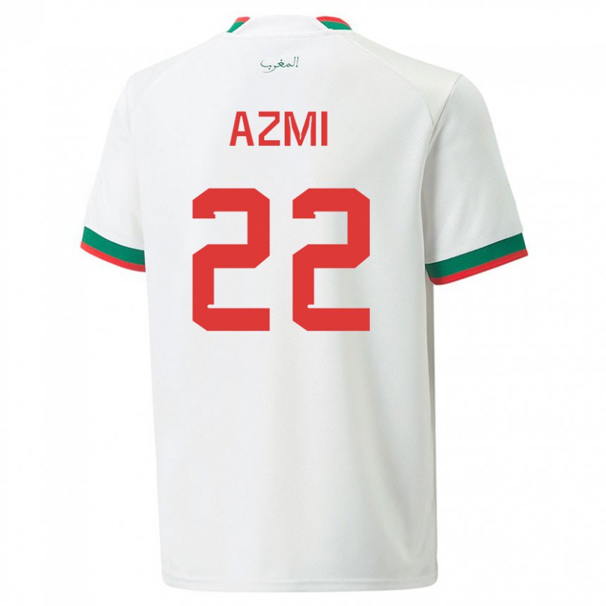 Kinder Marokkanische Ahmed Azmi #22 Weiß Auswärtstrikot Trikot 22-24 T-shirt