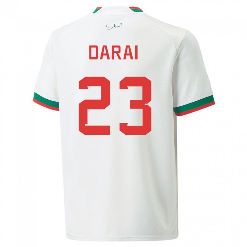 Kinder Marokkanische Hamza Darai #23 Weiß Auswärtstrikot Trikot 22-24 T-shirt