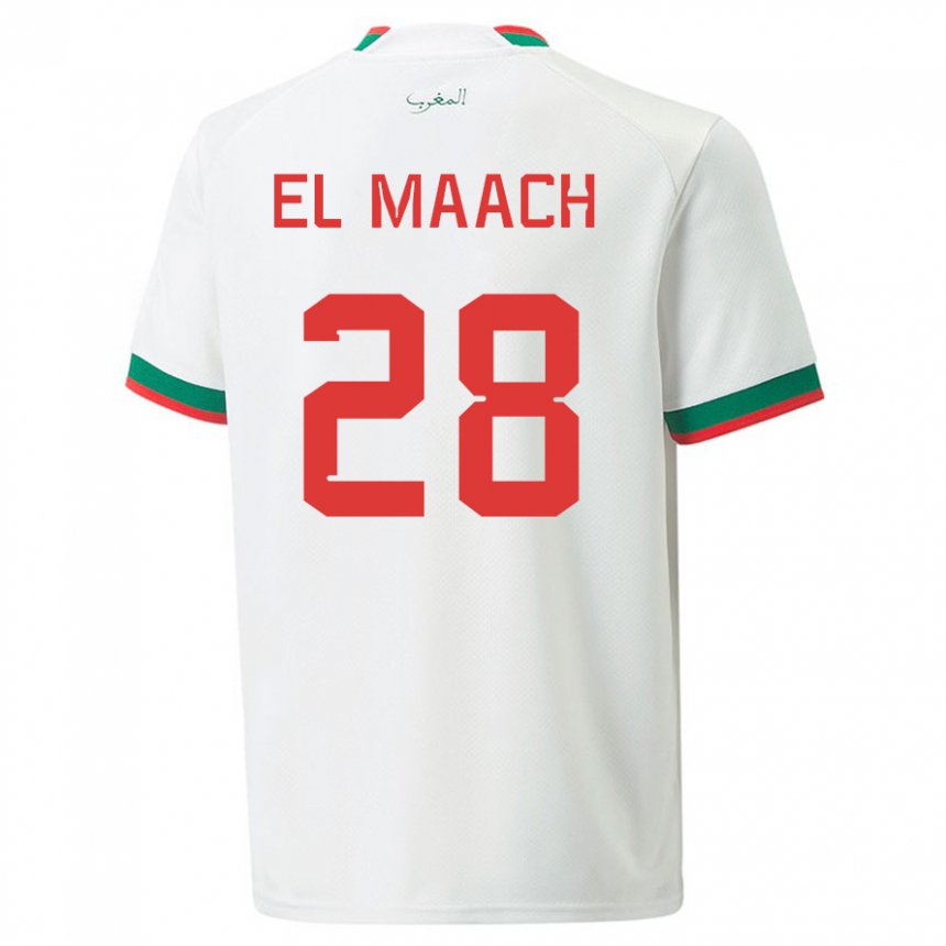 Kinder Marokkanische Fouad El Maach #28 Weiß Auswärtstrikot Trikot 22-24 T-shirt