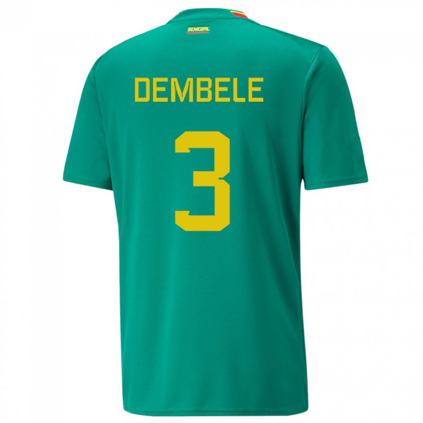 Kinder Senegalesische Anta Dembele #3 Grün Auswärtstrikot Trikot 22-24 T-shirt