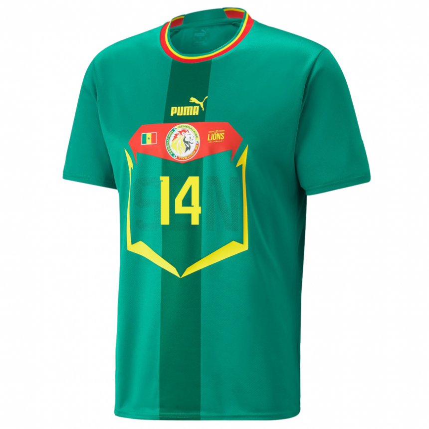 Kinder Senegalesische Salimata Ndiaye #14 Grün Auswärtstrikot Trikot 22-24 T-shirt