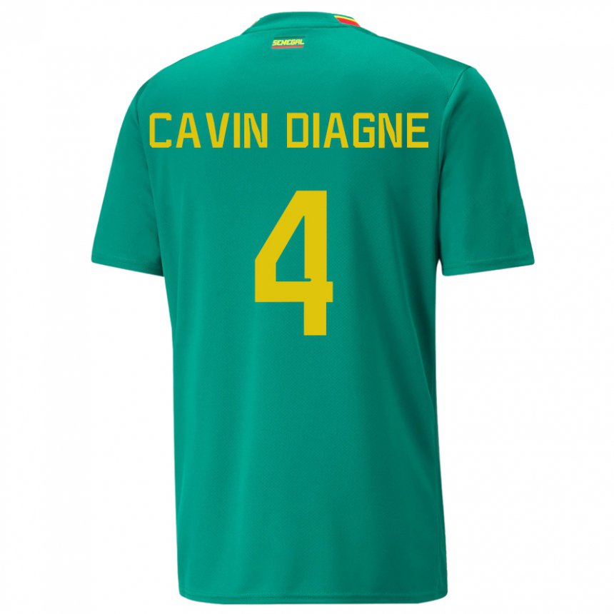 Kinder Senegalesische Cavin Diagne #4 Grün Auswärtstrikot Trikot 22-24 T-shirt