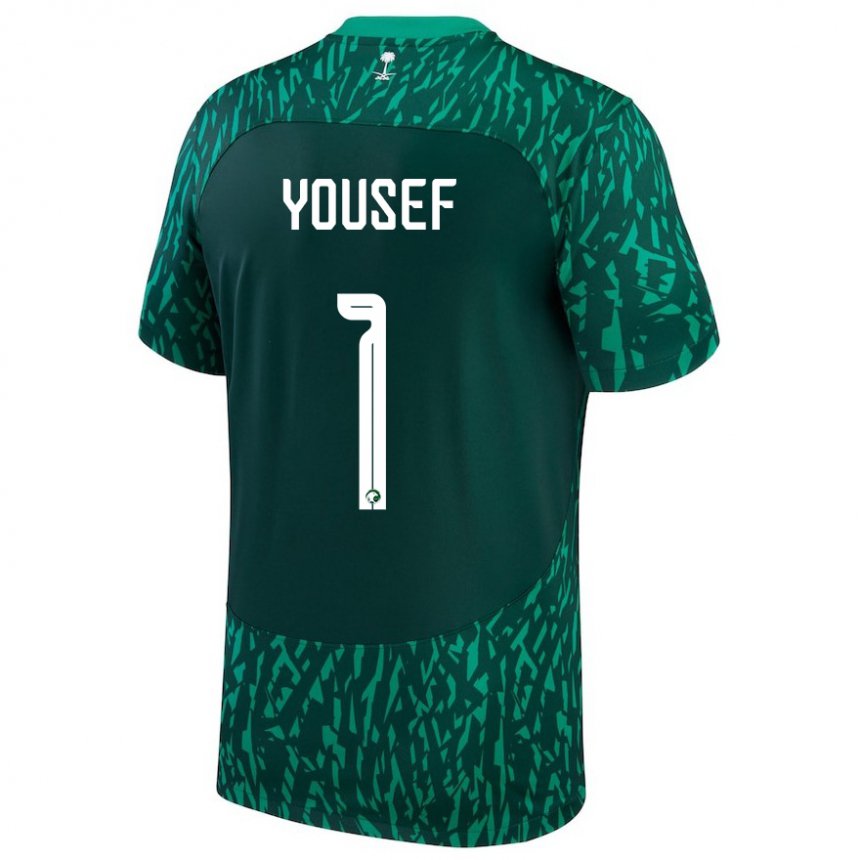 Kinder Saudi-arabische Hamed Yousef #1 Dunkelgrün Auswärtstrikot Trikot 22-24 T-shirt