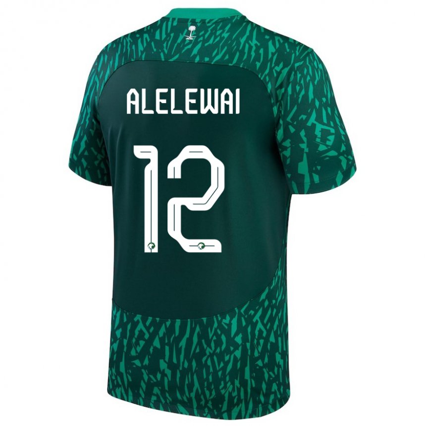 Kinder Saudi-arabische Abdulaziz Alelewai #12 Dunkelgrün Auswärtstrikot Trikot 22-24 T-shirt