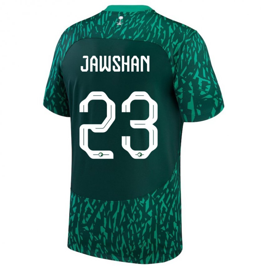 Kinder Saudi-arabische Yazeed Jawshan #23 Dunkelgrün Auswärtstrikot Trikot 22-24 T-shirt