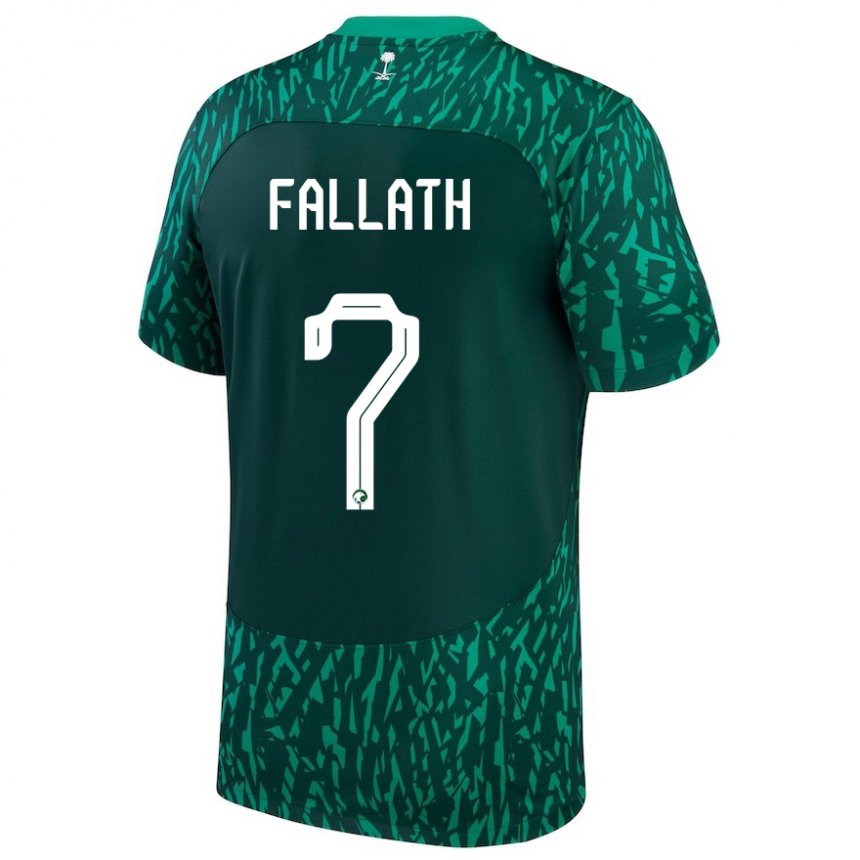 Kinder Saudi-arabische Fahad Fallath #7 Dunkelgrün Auswärtstrikot Trikot 22-24 T-shirt