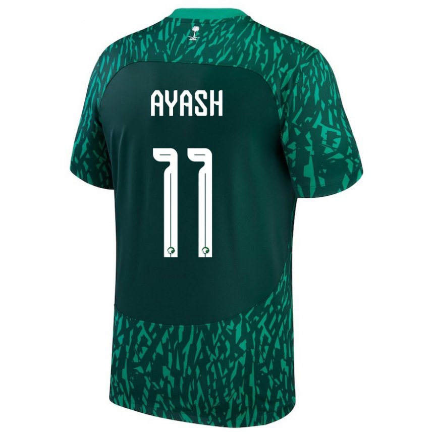 Kinder Saudi-arabische Ziyad Ayash #11 Dunkelgrün Auswärtstrikot Trikot 22-24 T-shirt