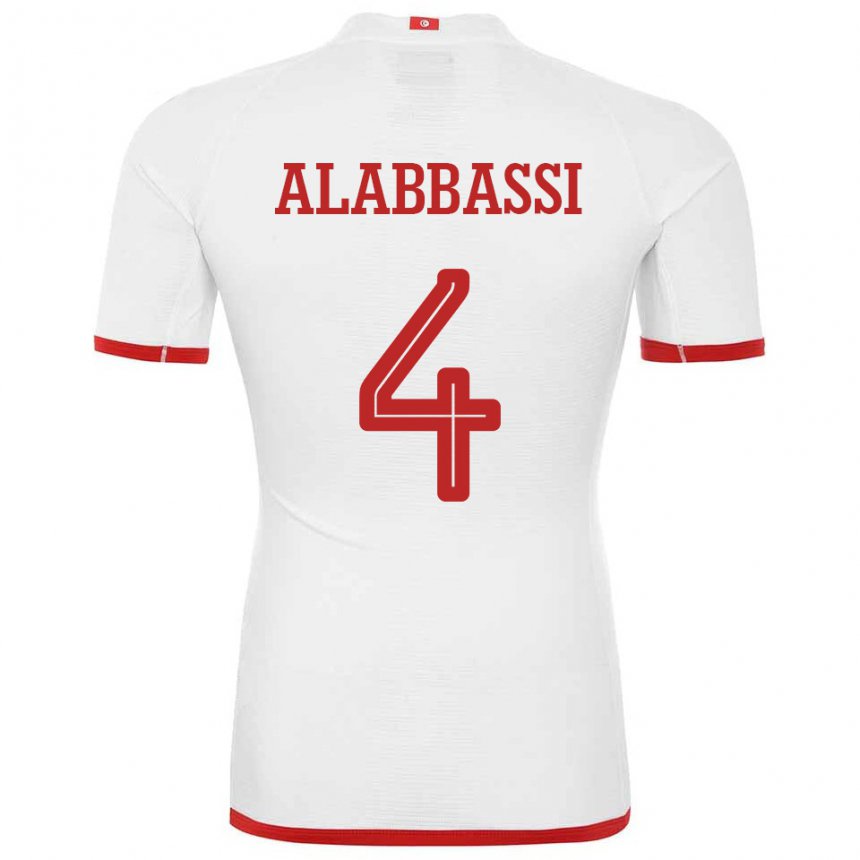 Kinder Tunesische Chaima Alabbassi #4 Weiß Auswärtstrikot Trikot 22-24 T-shirt