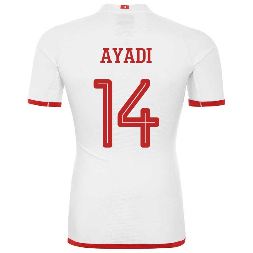 Kinder Tunesische Ghada Ayadi #14 Weiß Auswärtstrikot Trikot 22-24 T-shirt