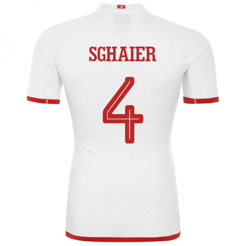 Kinder Tunesische Makrem Sghaier #4 Weiß Auswärtstrikot Trikot 22-24 T-shirt