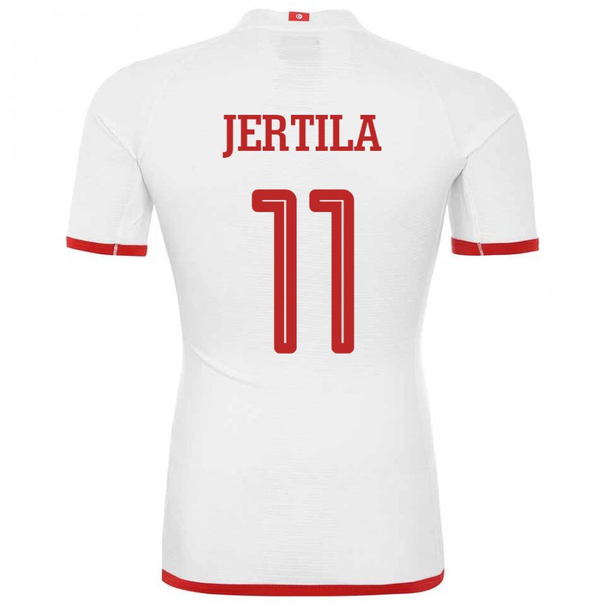 Kinder Tunesische Hedi Jertila #11 Weiß Auswärtstrikot Trikot 22-24 T-shirt