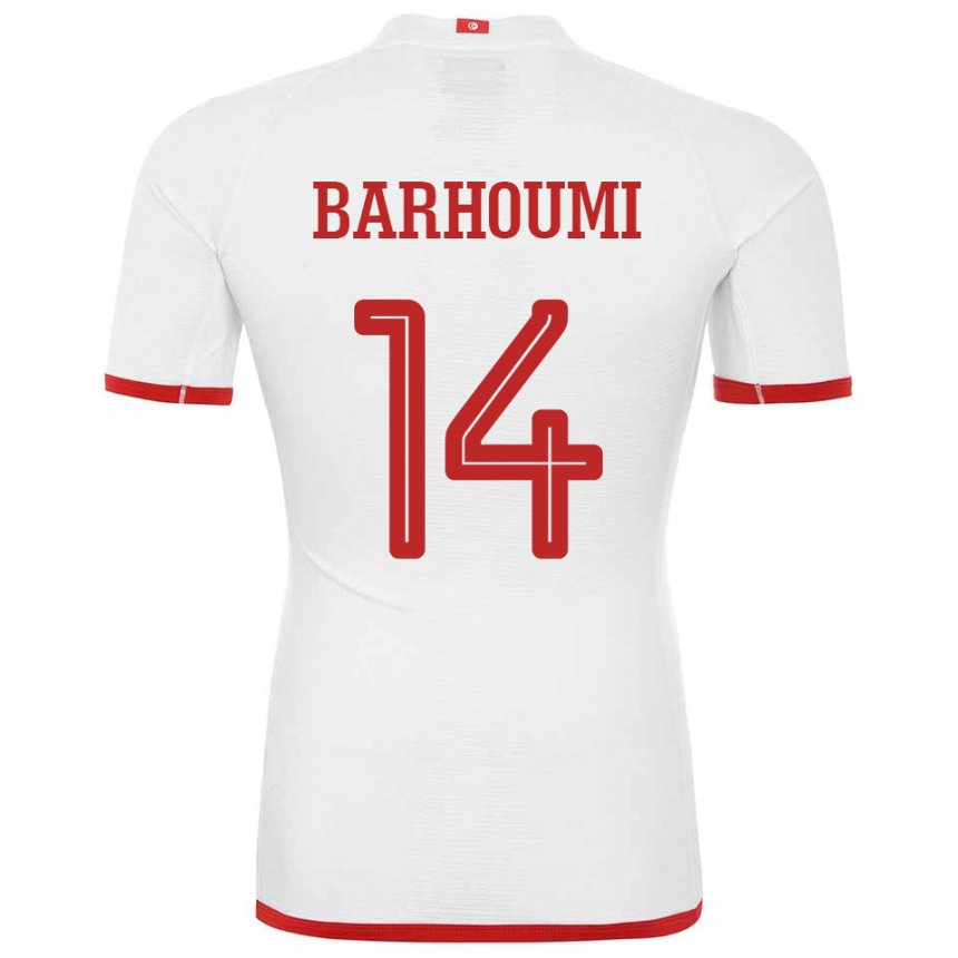 Kinder Tunesische Salah Barhoumi #14 Weiß Auswärtstrikot Trikot 22-24 T-shirt