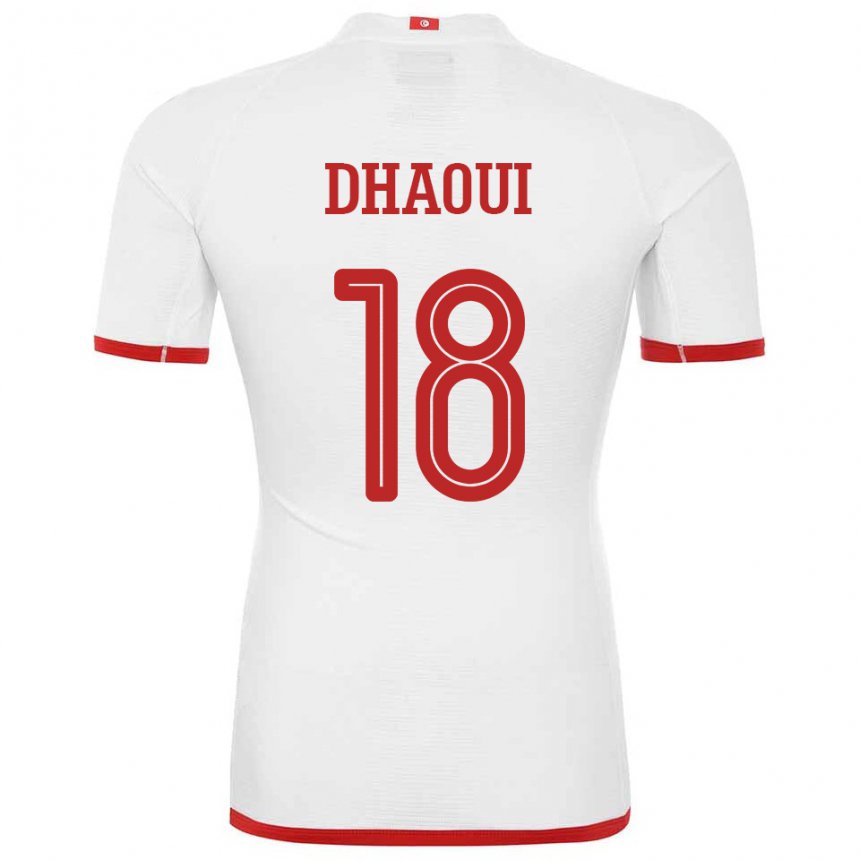 Kinder Tunesische Mouhamed Dhaoui #18 Weiß Auswärtstrikot Trikot 22-24 T-shirt