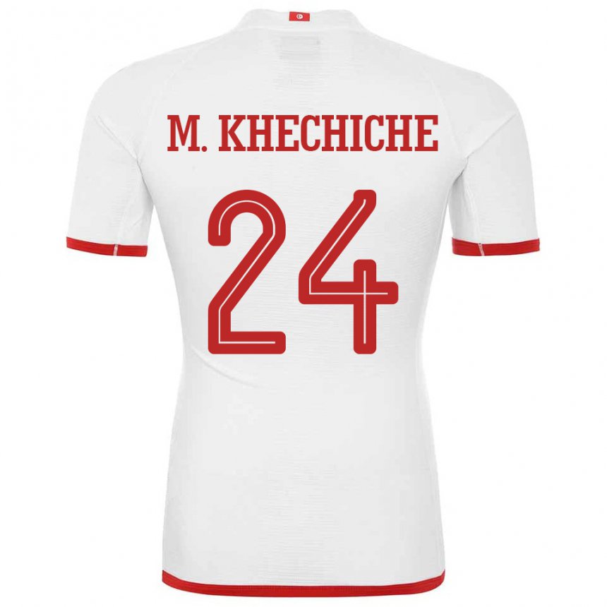 Kinder Tunesische Mohamed Amine Khechiche #24 Weiß Auswärtstrikot Trikot 22-24 T-shirt