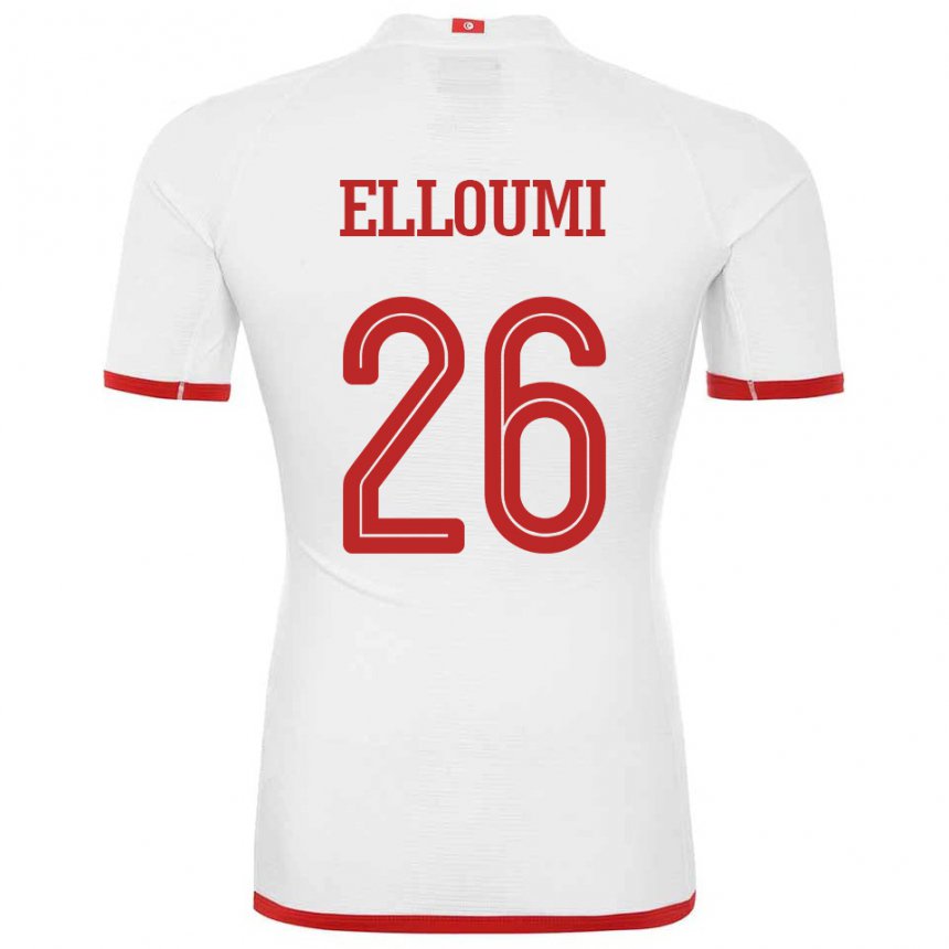 Kinder Tunesische Khalil Elloumi #26 Weiß Auswärtstrikot Trikot 22-24 T-shirt