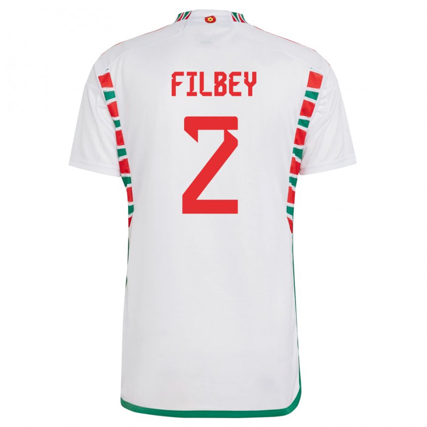 Kinder Walisische Anna Filbey #2 Weiß Auswärtstrikot Trikot 22-24 T-shirt