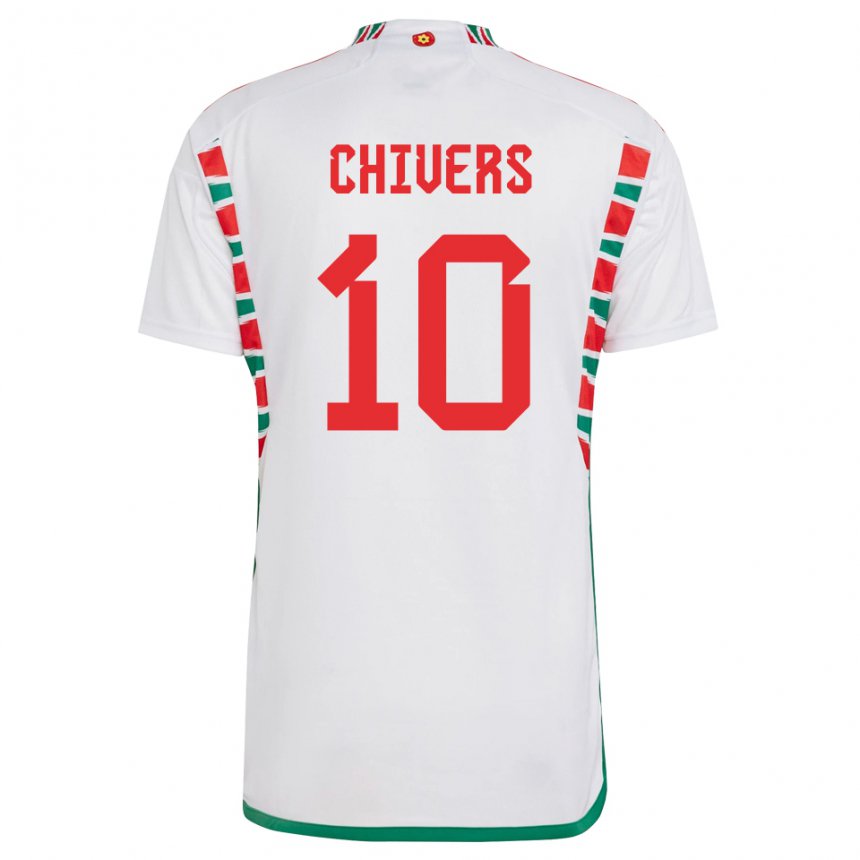 Kinder Walisische Chloe Chivers #10 Weiß Auswärtstrikot Trikot 22-24 T-shirt