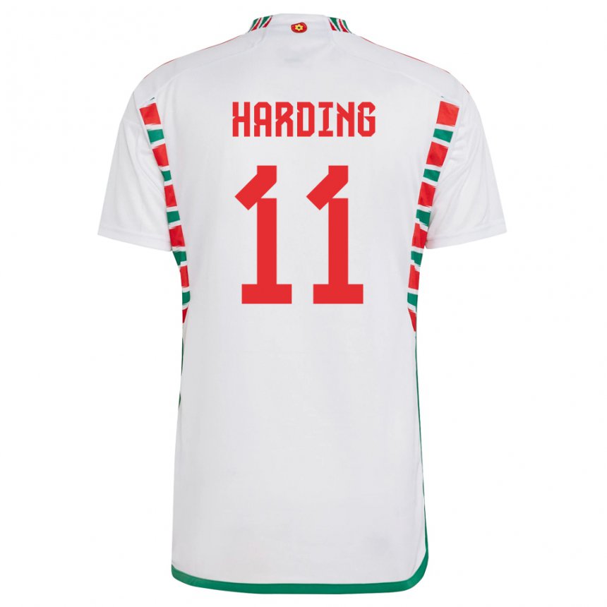 Kinder Walisische Natasha Harding #11 Weiß Auswärtstrikot Trikot 22-24 T-shirt