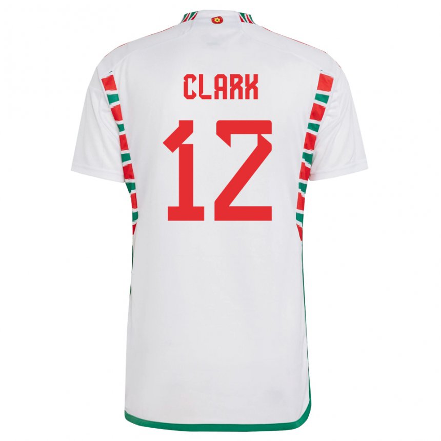 Kinder Walisische Olivia Clark #12 Weiß Auswärtstrikot Trikot 22-24 T-shirt