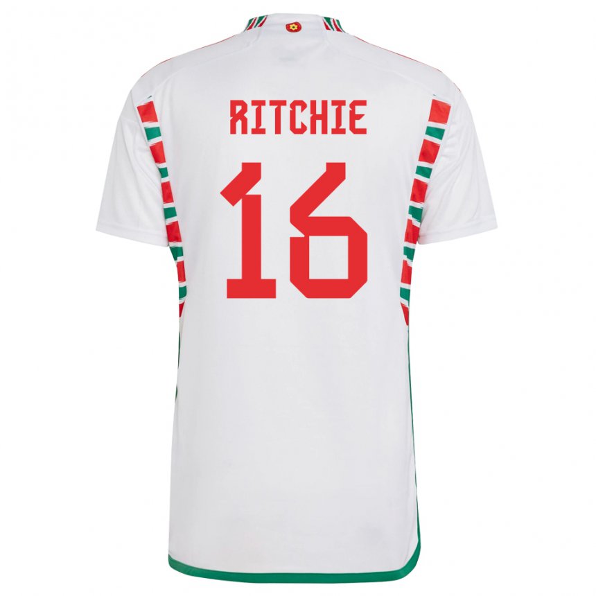 Kinder Walisische Amelia Ritchie #16 Weiß Auswärtstrikot Trikot 22-24 T-shirt