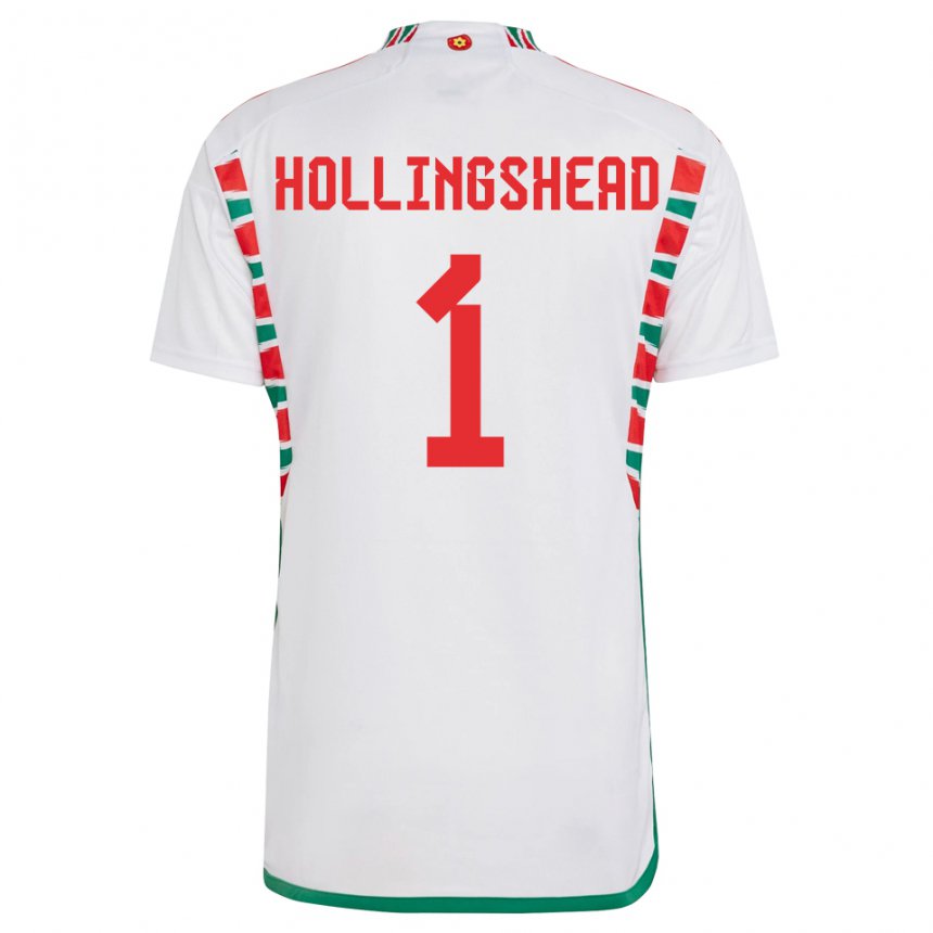 Kinder Walisische Ronnie Hollingshead #1 Weiß Auswärtstrikot Trikot 22-24 T-shirt