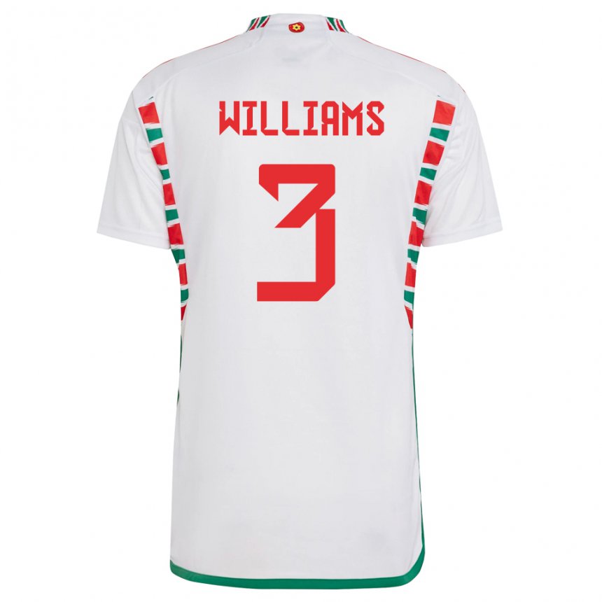 Kinder Walisische Zac Williams #3 Weiß Auswärtstrikot Trikot 22-24 T-shirt