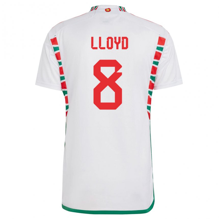 Kinder Walisische Ben Lloyd #8 Weiß Auswärtstrikot Trikot 22-24 T-shirt