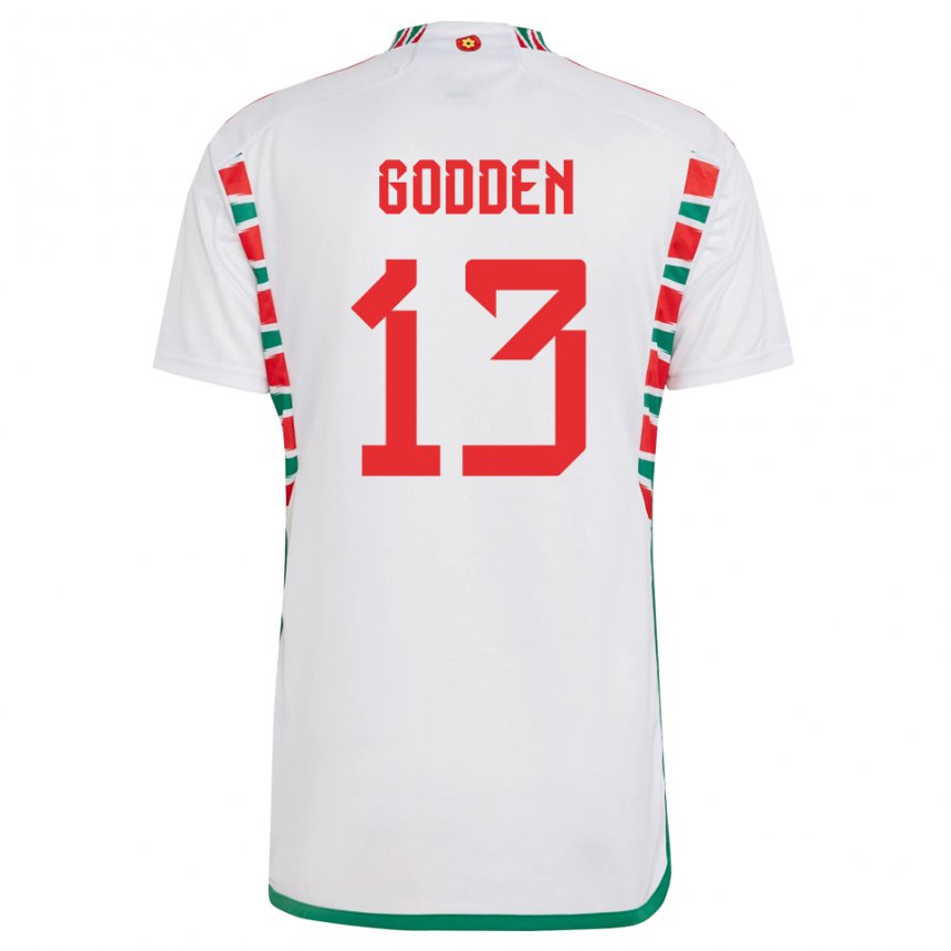 Kinder Walisische Scott Godden #13 Weiß Auswärtstrikot Trikot 22-24 T-shirt