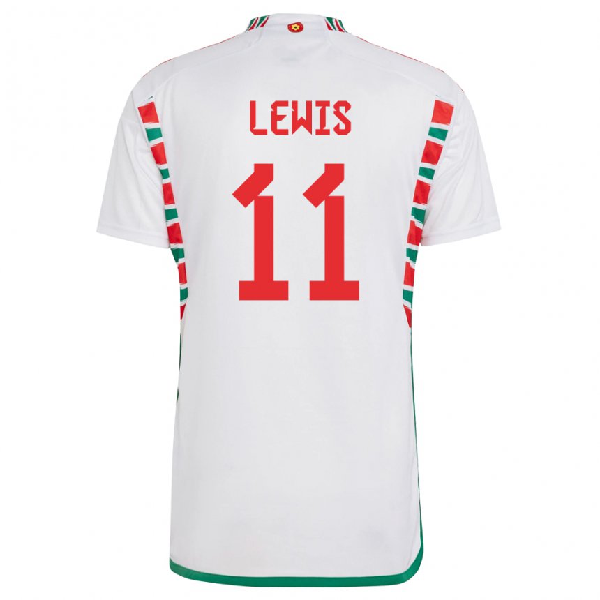 Kinder Walisische Sonny Lewis #11 Weiß Auswärtstrikot Trikot 22-24 T-shirt