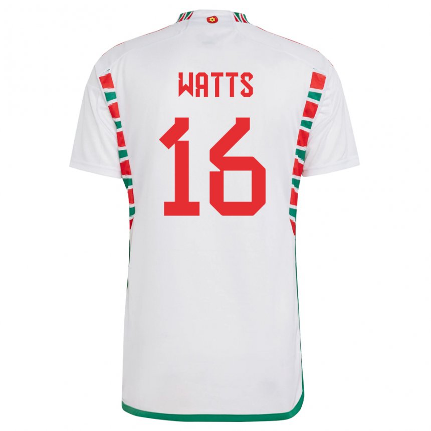 Kinder Walisische Daniel Watts #16 Weiß Auswärtstrikot Trikot 22-24 T-shirt