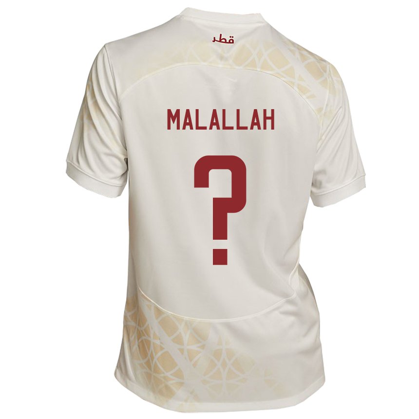 Kinder Katarische Ali Malallah #0 Goldbeige Auswärtstrikot Trikot 22-24 T-shirt