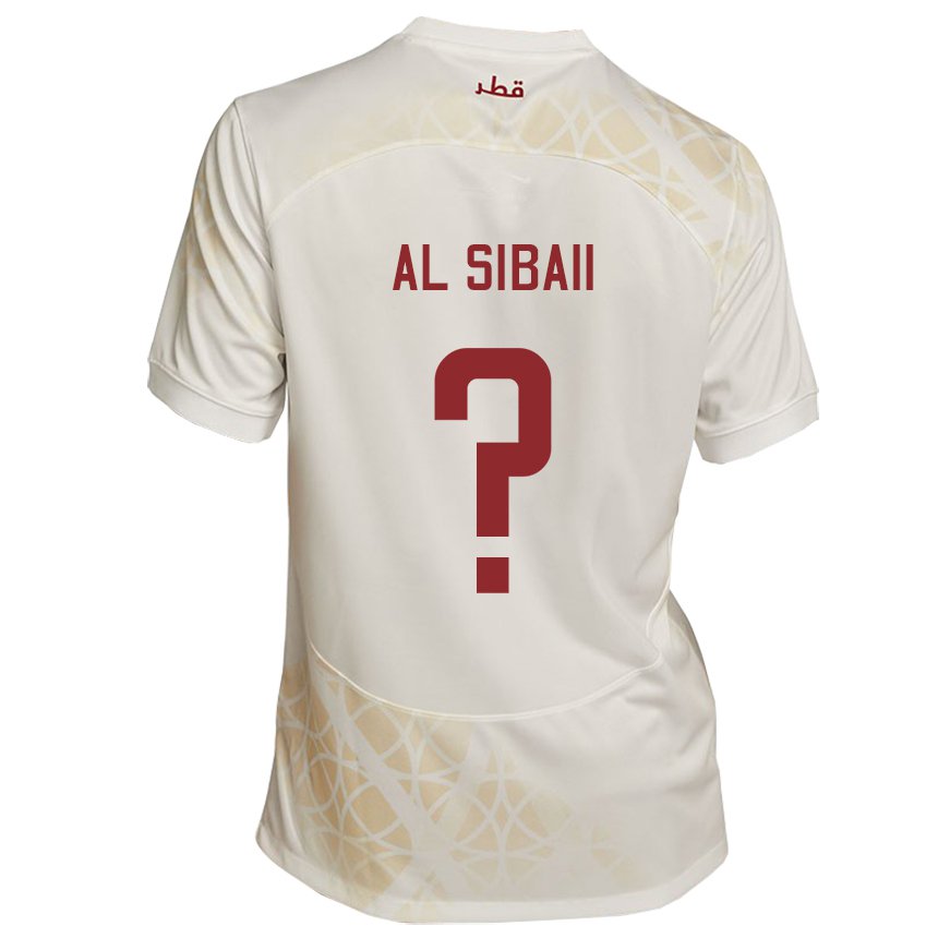 Kinder Katarische Ahmad Al Sibaii #0 Goldbeige Auswärtstrikot Trikot 22-24 T-shirt