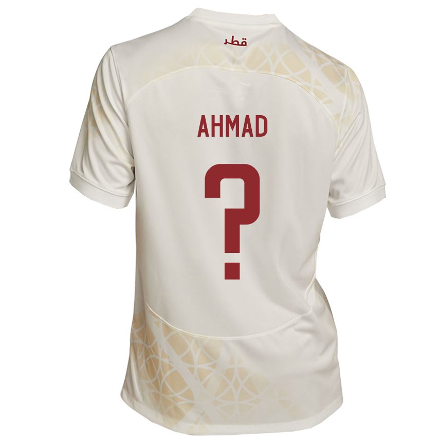 Kinder Katarische Issa Ahmad #0 Goldbeige Auswärtstrikot Trikot 22-24 T-shirt