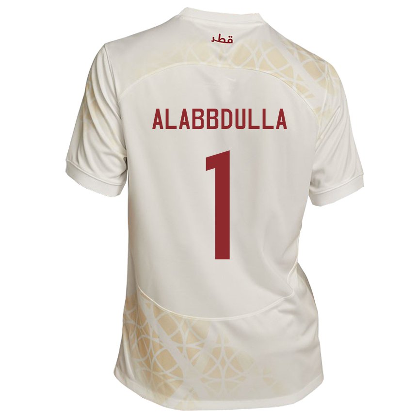 Kinder Katarische Latifa Alabbdulla #1 Goldbeige Auswärtstrikot Trikot 22-24 T-shirt