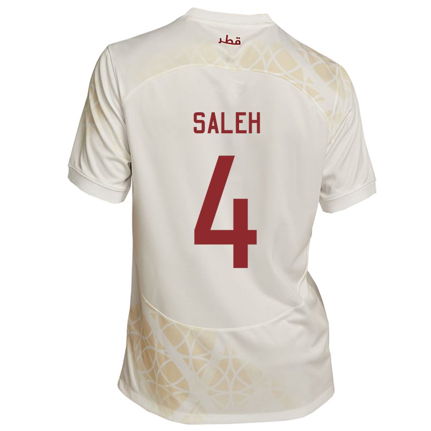 Kinder Katarische Hagar Saleh #4 Goldbeige Auswärtstrikot Trikot 22-24 T-shirt