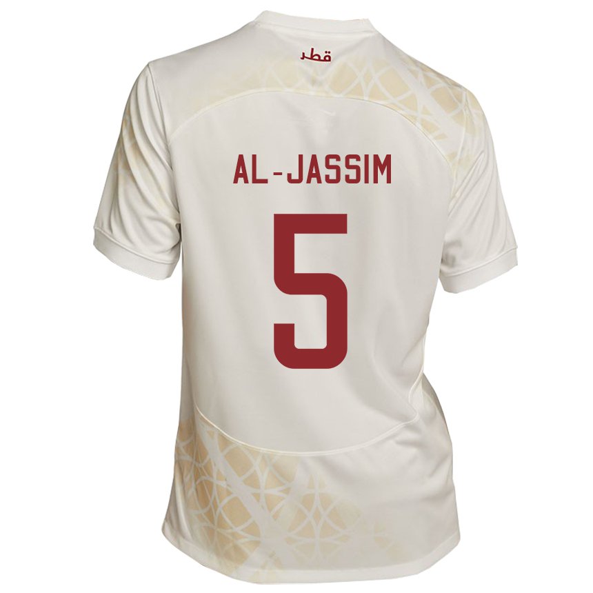 Kinder Katarische Dana Al Jassim #5 Goldbeige Auswärtstrikot Trikot 22-24 T-shirt