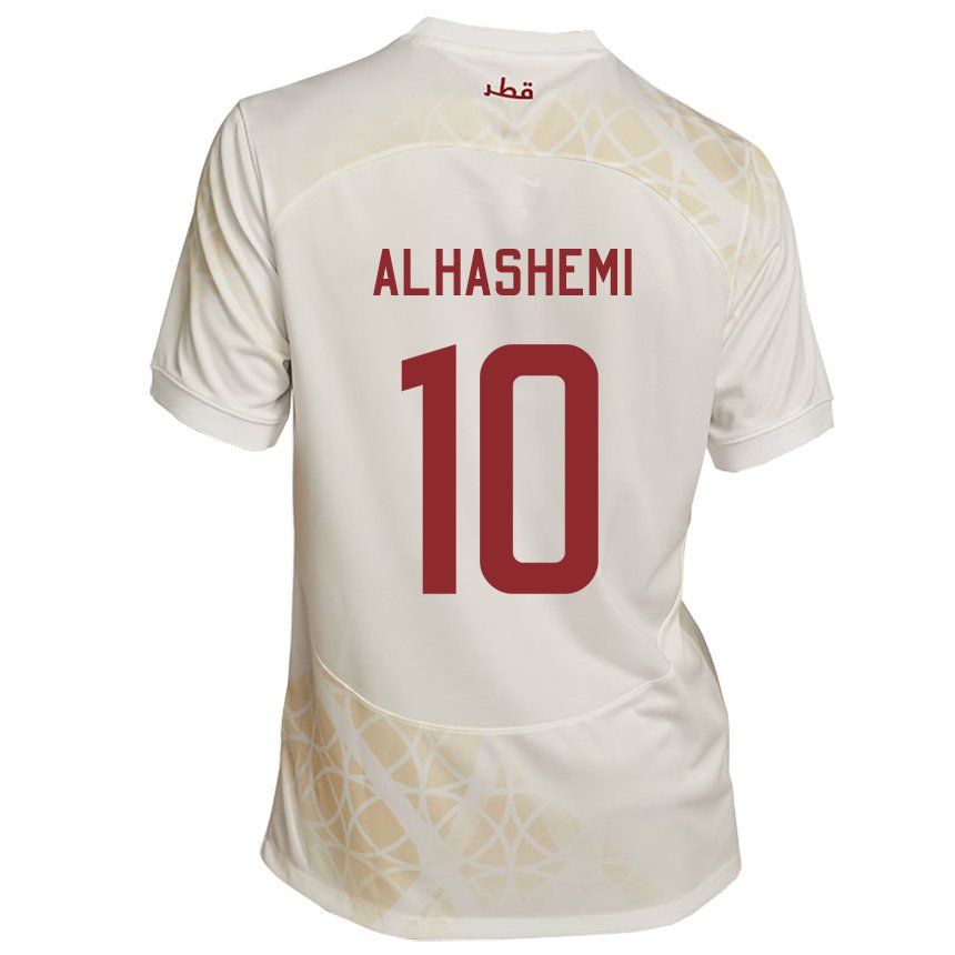 Kinder Katarische Suaad Alhashemi #10 Goldbeige Auswärtstrikot Trikot 22-24 T-shirt