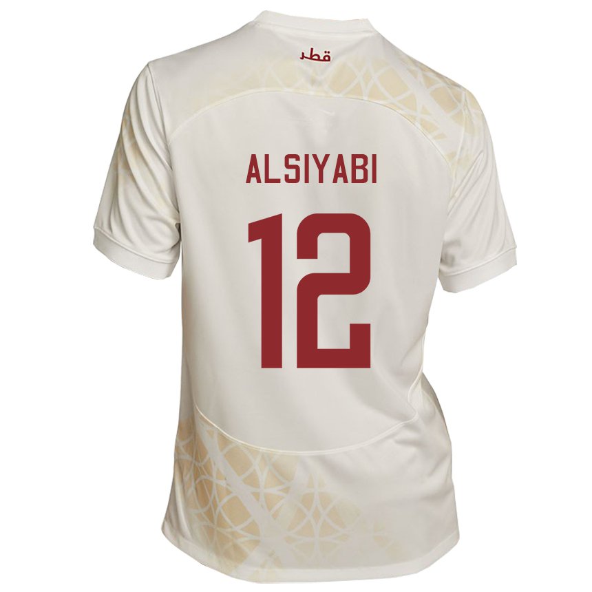 Kinder Katarische Shaima Alsiyabi #12 Goldbeige Auswärtstrikot Trikot 22-24 T-shirt