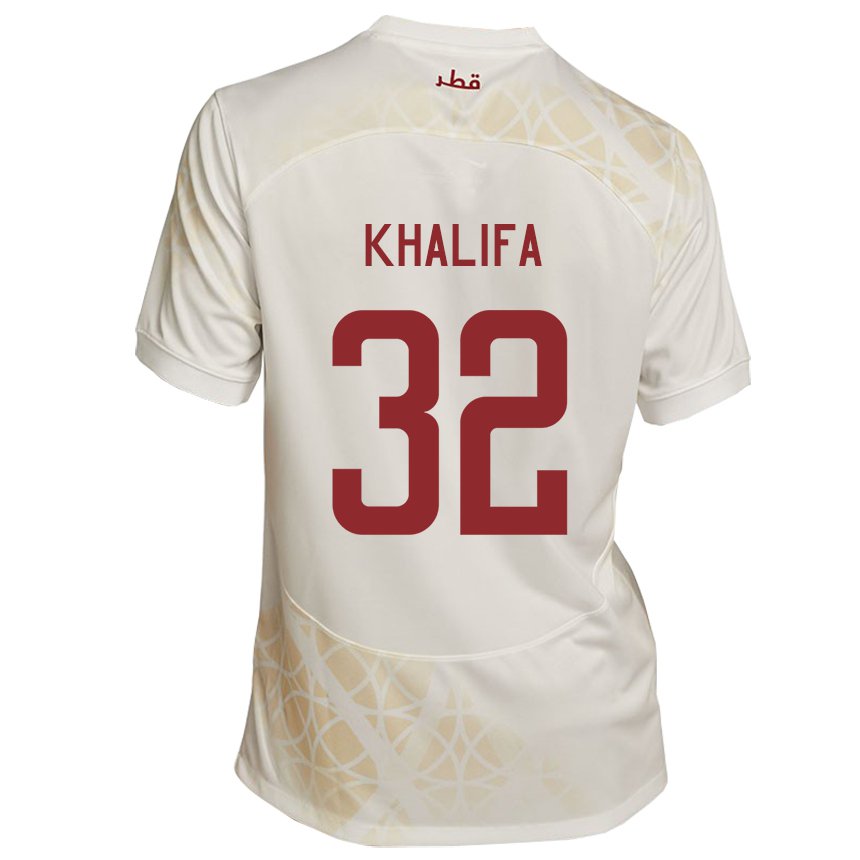 Kinder Katarische Duana Khalifa #32 Goldbeige Auswärtstrikot Trikot 22-24 T-shirt