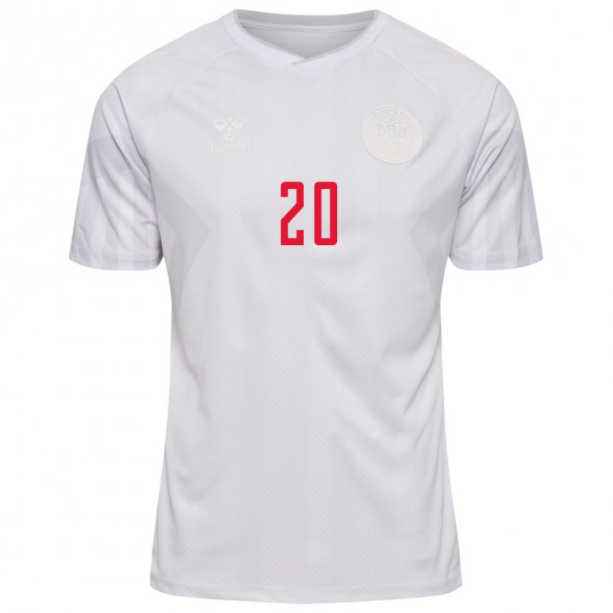 Kinder Dänische Gustav Christensen #20 Weiß Auswärtstrikot Trikot 22-24 T-shirt