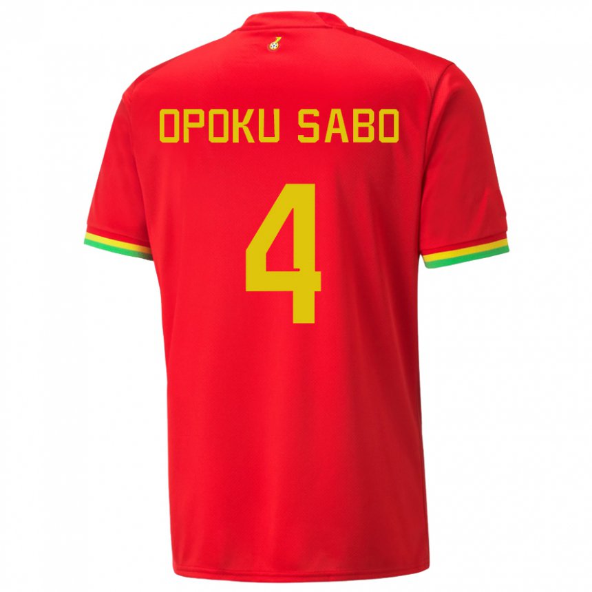 Kinder Ghanaische Alex Opoku Sabo #4 Rot Auswärtstrikot Trikot 22-24 T-shirt