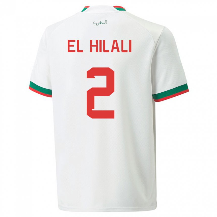 Kinder Marokkanische Omar El Hilali #2 Weiß Auswärtstrikot Trikot 22-24 T-shirt