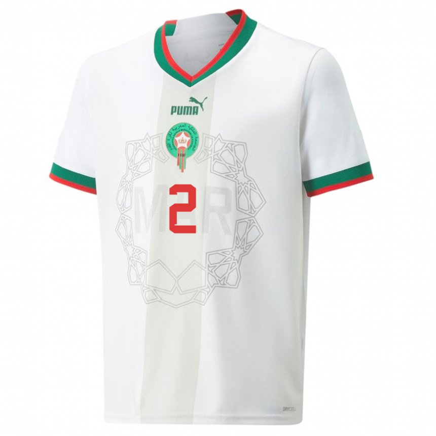 Kinder Marokkanische Omar El Hilali #2 Weiß Auswärtstrikot Trikot 22-24 T-shirt