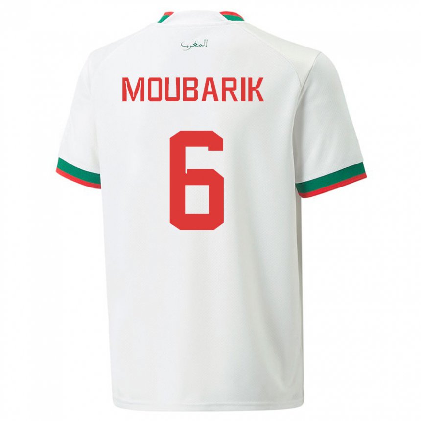 Kinder Marokkanische El Mehdi Moubarik #6 Weiß Auswärtstrikot Trikot 22-24 T-shirt